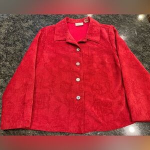 ♥️Studio Works size M red patterned women’s blazer with nice metal buttons